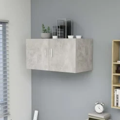 Boekenkasten & Wandplanken*vidaXL Hangkast 80x39x40 cm bewerkt hout Betongrijs
