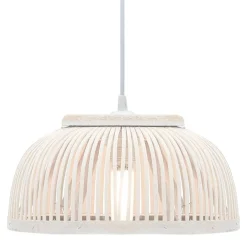 Verlichting*vidaXL Hanglamp halfrond 40 W E27 34x14,5 cm bamboe Whitewash