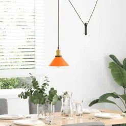 Verlichting*vidaXL Hanglamp in hoogte verstelbaar E27 Ø22cm metaal glanzend oranje Hoogglans oranje