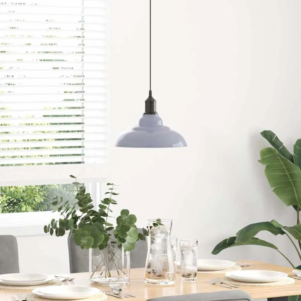 Hanglamp in hoogte verstelbaar E27 Ø31 cm metaal glanzend grijs>vidaXL Sale