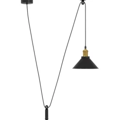 Verlichting*vidaXL Hanglamp in hoogte verstelbaar E27 Ø22 cm metaal glanzend zwart Hoogglans zwart