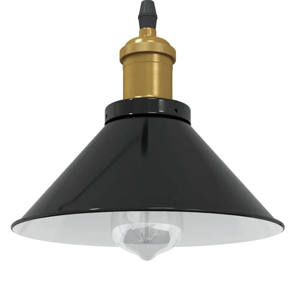 Verlichting*vidaXL Hanglamp in hoogte verstelbaar E27 Ø22 cm metaal glanzend zwart Hoogglans zwart