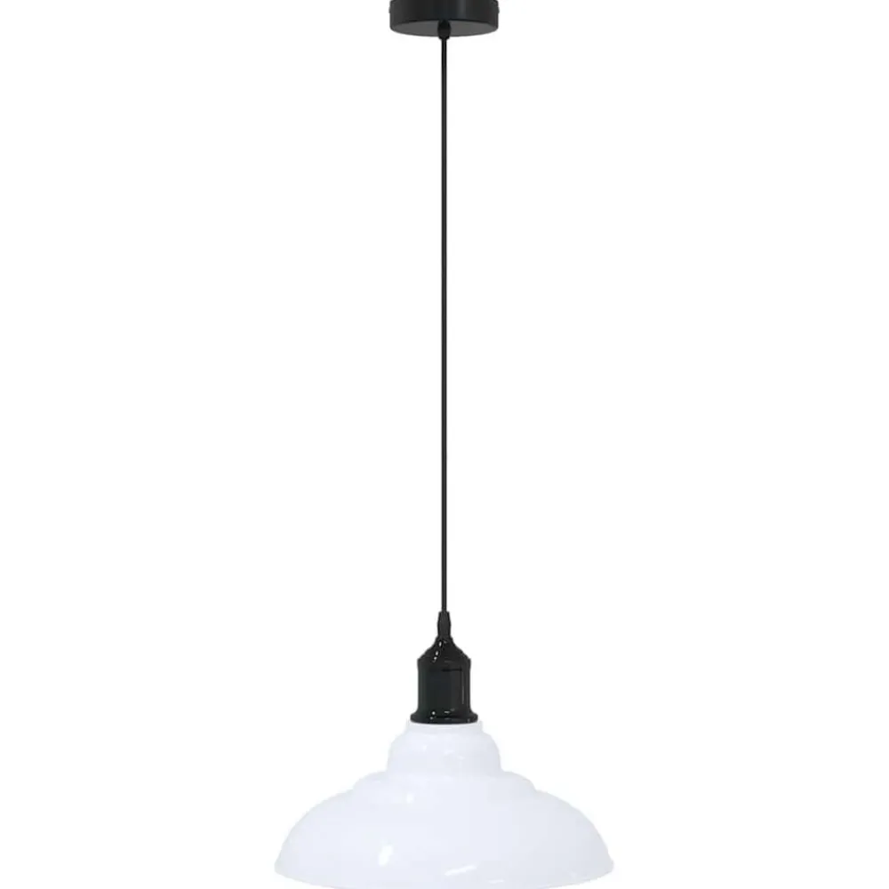 Verlichting*vidaXL Hanglamp in hoogte verstelbaar E27 Ø31 cm metaal glanzend wit Glans wit