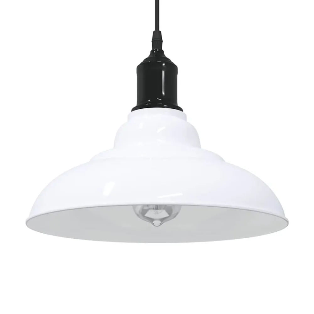 Verlichting*vidaXL Hanglamp in hoogte verstelbaar E27 Ø31 cm metaal glanzend wit Glans wit