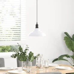 Verlichting*vidaXL Hanglamp in hoogte verstelbaar E27 Ø31 cm metaal glanzend wit Glans wit