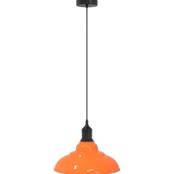 Verlichting*vidaXL Hanglamp in hoogte verstelbaar E27 Ø31cm metaal glanzend oranje Hoogglans oranje