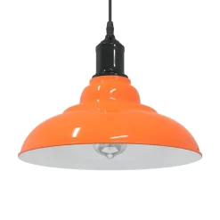 Verlichting*vidaXL Hanglamp in hoogte verstelbaar E27 Ø31cm metaal glanzend oranje Hoogglans oranje