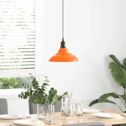 Verlichting*vidaXL Hanglamp in hoogte verstelbaar E27 Ø31cm metaal glanzend oranje Hoogglans oranje