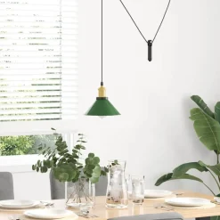Verlichting*vidaXL Hanglamp in hoogte verstelbaar E27 Ø22 cm metaal glanzend groen Hoogglans groen