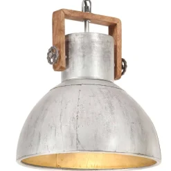 Verlichting*vidaXL Hanglamp industrieel rond 25 W E27 40 cm zilverkleurig