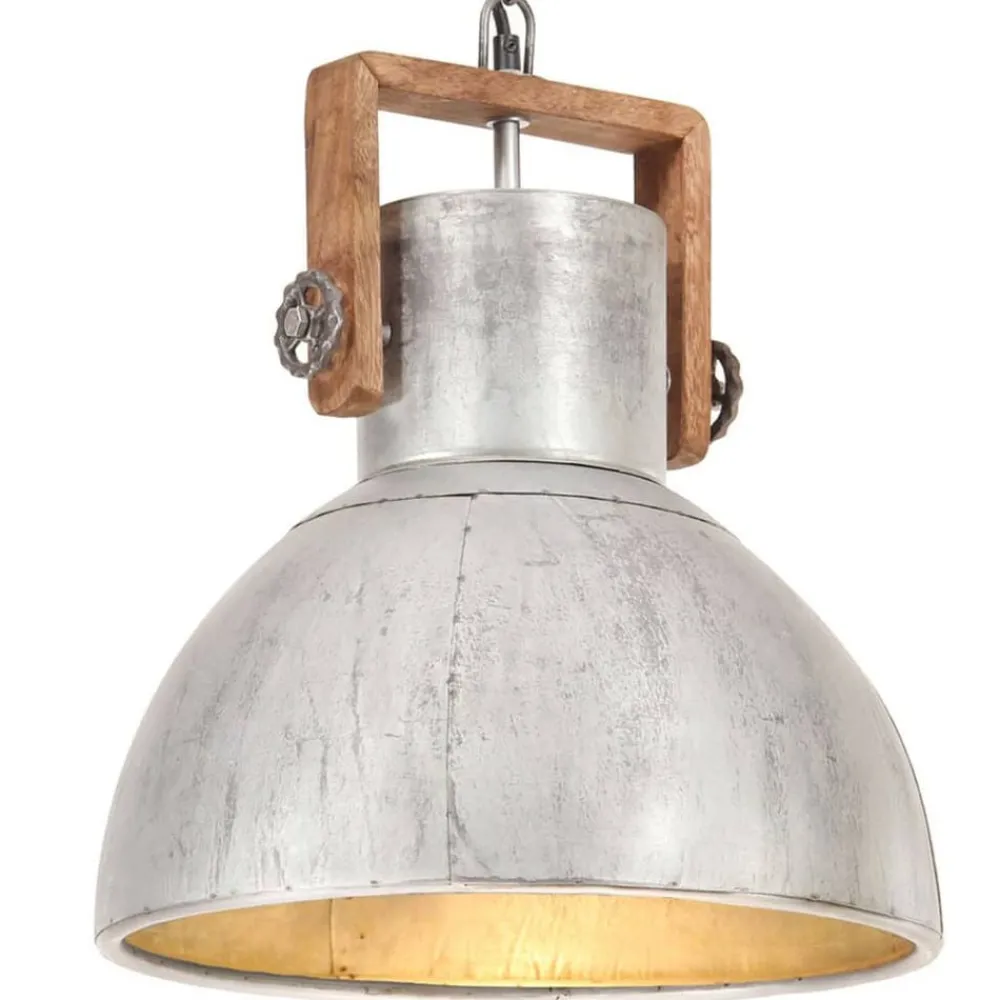 Verlichting*vidaXL Hanglamp industrieel rond 25 W E27 40 cm zilverkleurig