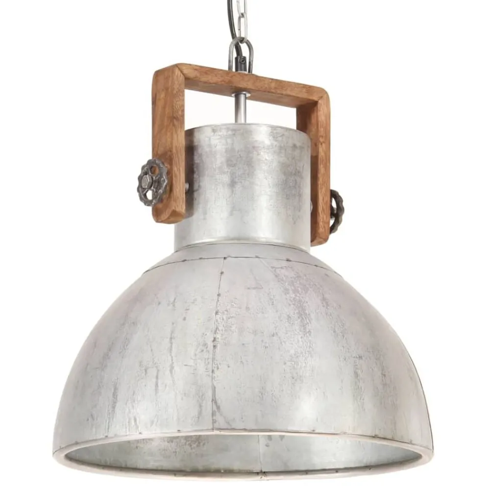 Verlichting*vidaXL Hanglamp industrieel rond 25 W E27 40 cm zilverkleurig
