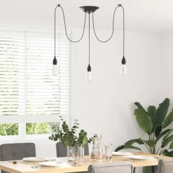 Verlichting*vidaXL Hanglamp met 3 lamphouders E27 metaal zwart