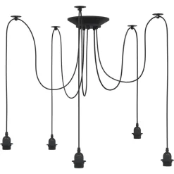 Hanglamp met 5 lamphouders E27 metaal zwart>vidaXL Hot