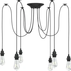 Verlichting*vidaXL Hanglamp met 6 lamphouders E27 metaal zwart