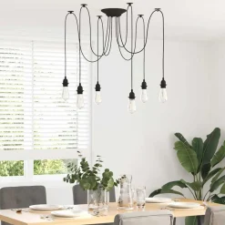 Verlichting*vidaXL Hanglamp met 6 lamphouders E27 metaal zwart