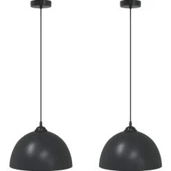 Verlichting*vidaXL Hanglampen 2 st In hoogte verstelbaar E27 30 cm metaal Zwart