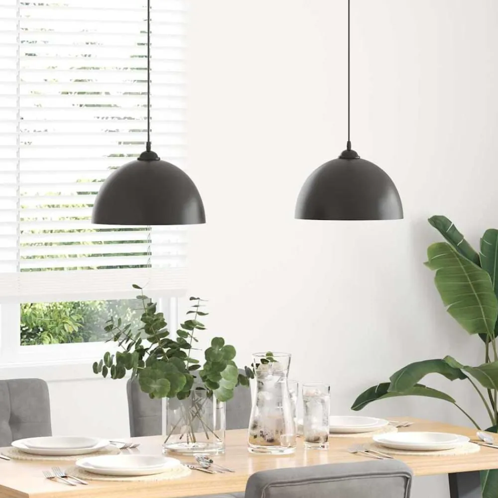 Verlichting*vidaXL Hanglampen 2 st In hoogte verstelbaar E27 30 cm metaal Zwart