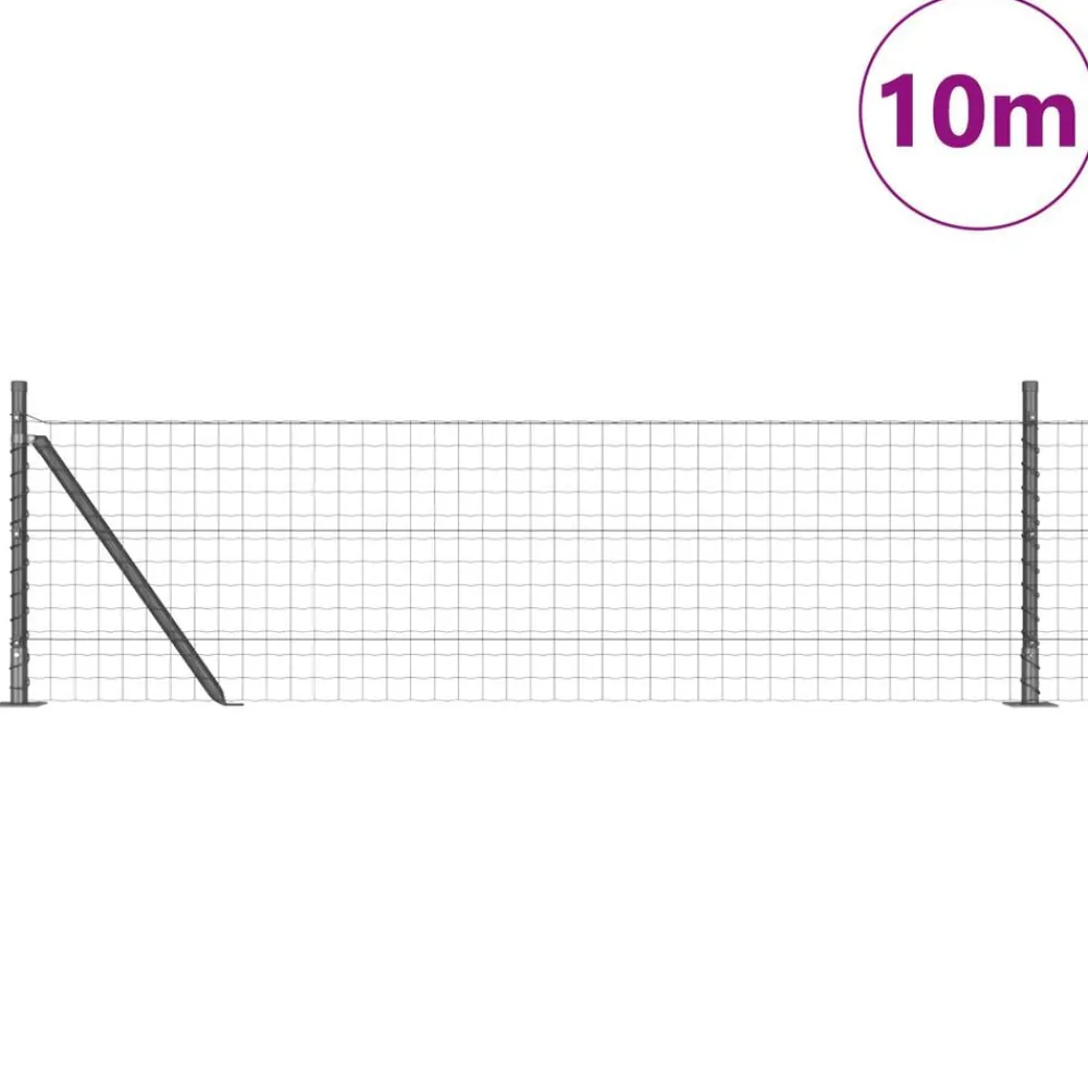 Tuinafscheidingen*vidaXL Hek met Paal 0,4 x 10 m Staal en PVC Grijs