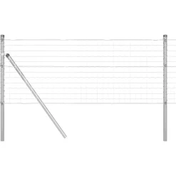 Tuinafscheidingen*vidaXL Hek met Paal Zilver 0,4 x 10 m Staal en PVC Gegalvaniseerd staal