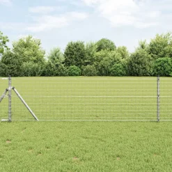 Tuinafscheidingen*vidaXL Hek met Paal Zilver 0,4 x 10 m Staal en PVC Gegalvaniseerd staal
