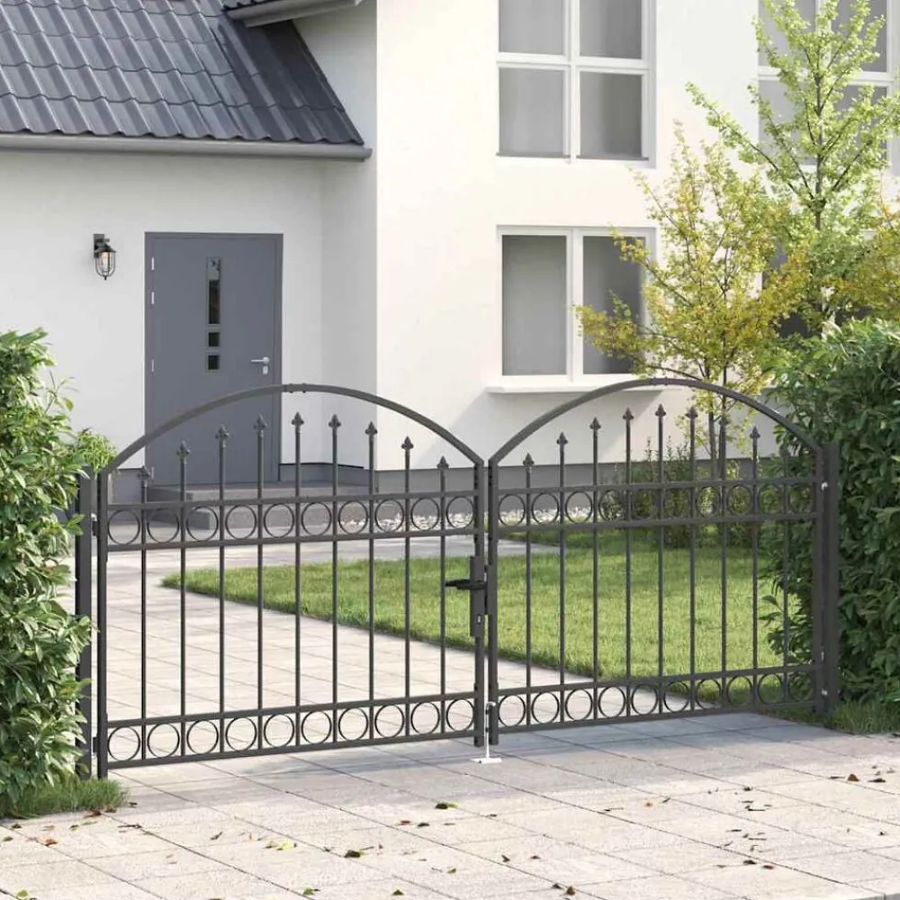 Hekpoort Assen dubbele deur met gebogen bovenzijde staal 300x125 cm>vidaXL Discount