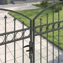 Tuinafscheidingen*vidaXL Hekpoort Assen dubbele deur met gebogen bovenzijde staal 300x150 cm