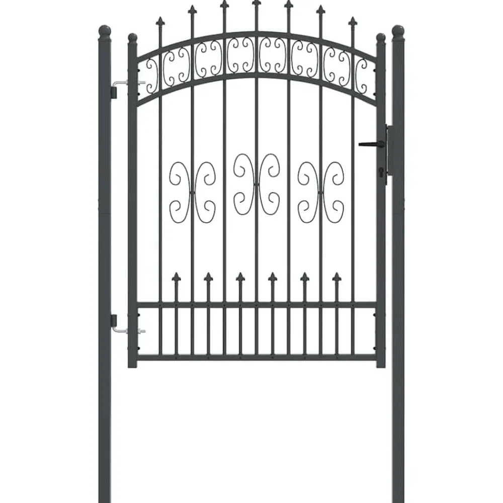 Hekpoort Kampen met speerpunt zwart 103x125 cm staal>vidaXL New