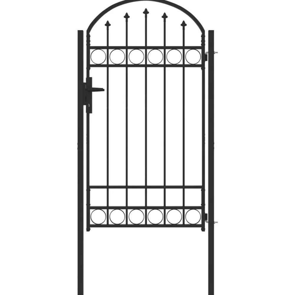 Tuinafscheidingen*vidaXL Hekpoort met slot Assen Grijs 100 x 175 cm Gepoedercoat staal