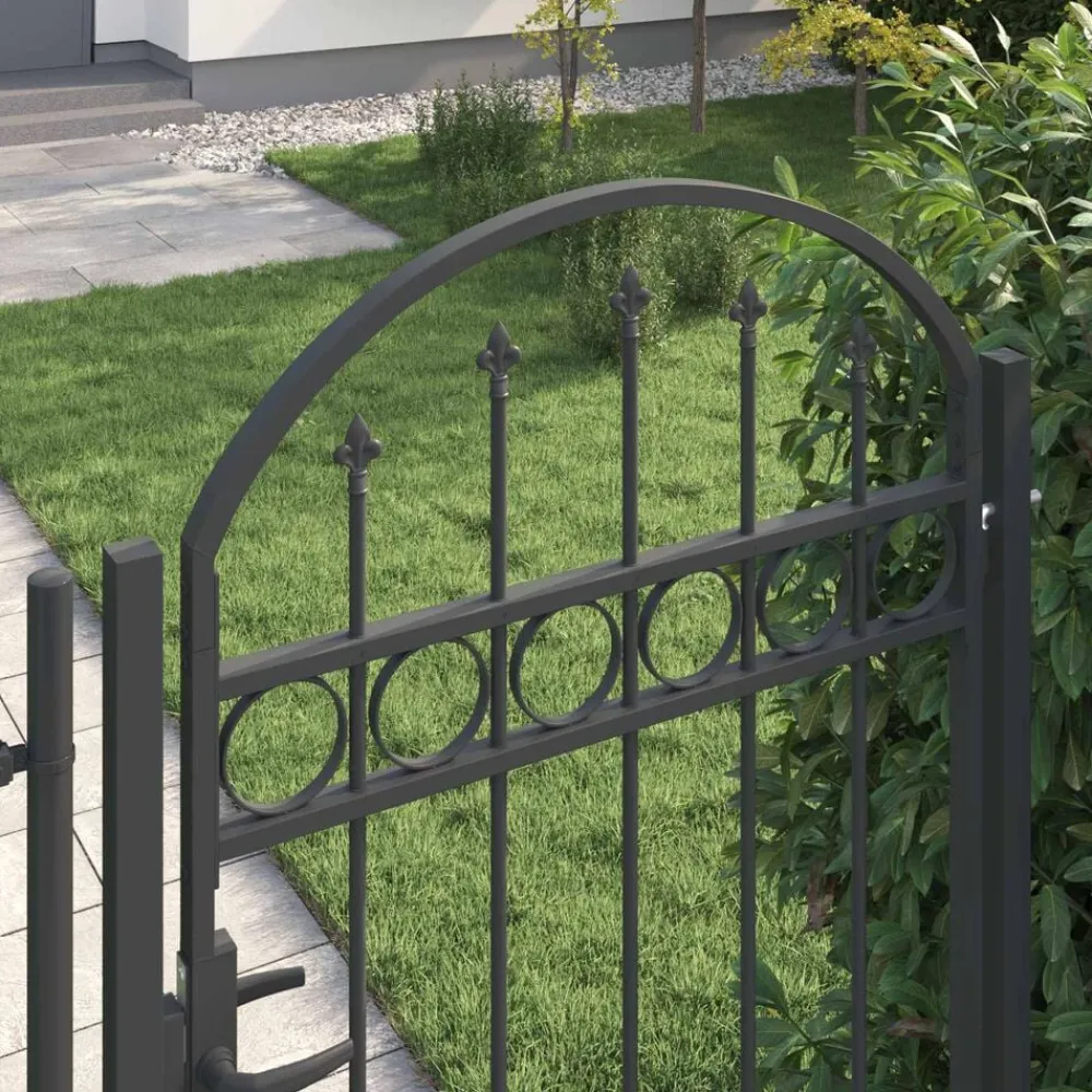Tuinafscheidingen*vidaXL Hekpoort met slot Assen Grijs 100 x 175 cm Gepoedercoat staal