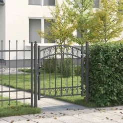 Tuinafscheidingen*vidaXL Hekpoort met slot Emmen 100 x 100 cm Poedergecoat staal Grijs