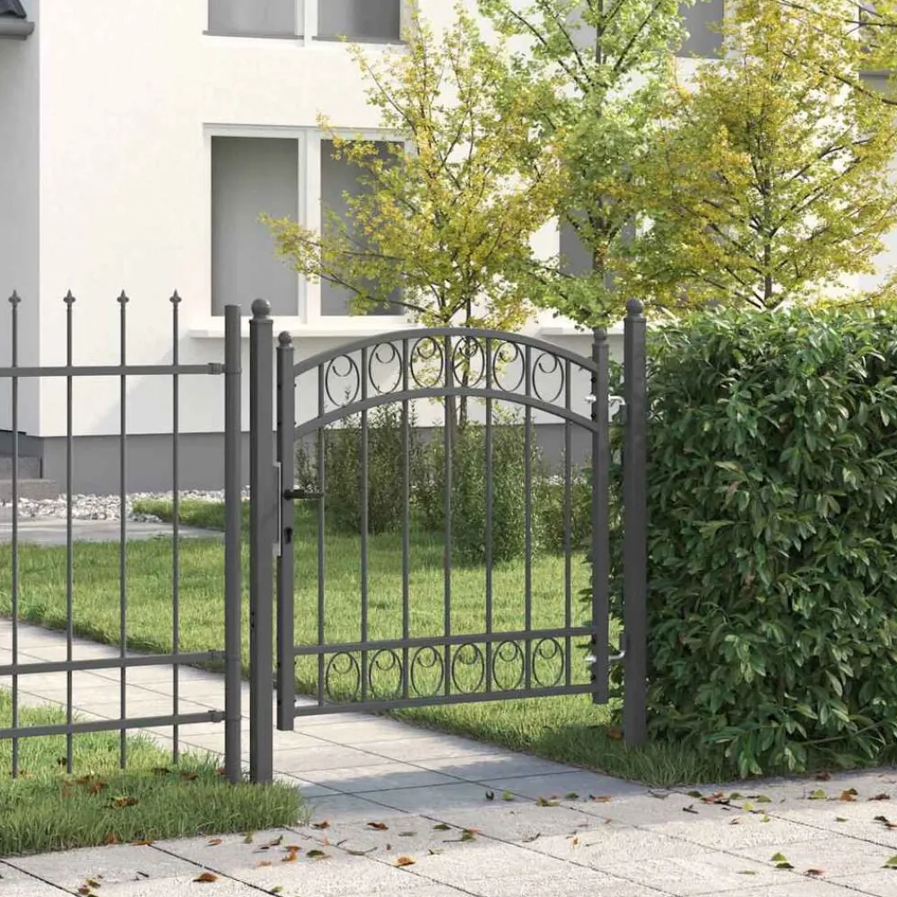 Tuinafscheidingen*vidaXL Hekpoort met slot Emmen 100 x 100 cm Poedergecoat staal Grijs