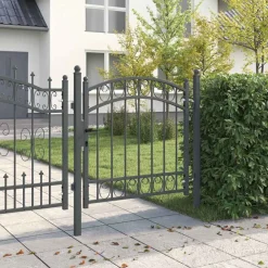 Tuinafscheidingen*vidaXL Hekpoort met slot Emmen 100 x 100 cm Poedergecoat staal Grijs
