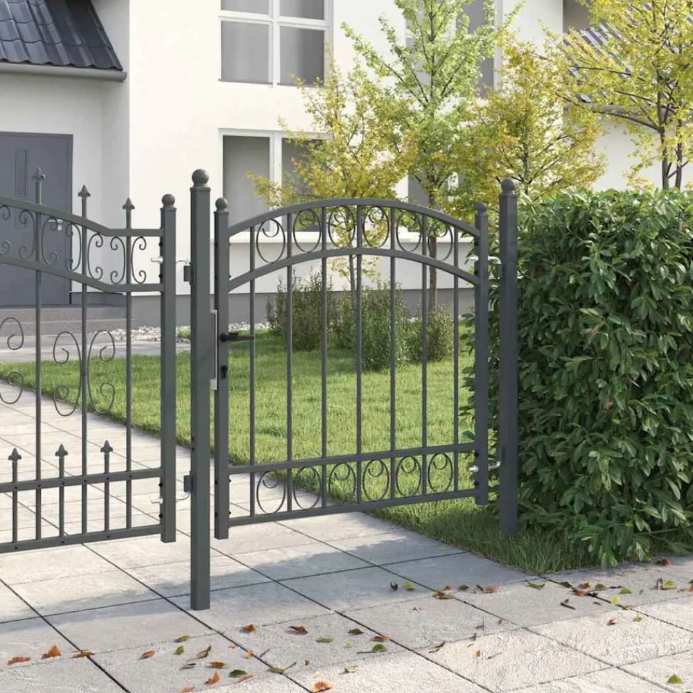 Tuinafscheidingen*vidaXL Hekpoort met slot Emmen 100 x 100 cm Poedergecoat staal Grijs