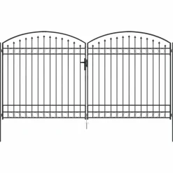 Hekpoort met slot Assen Grijs 301 x 224.5 cm Staal>vidaXL Hot