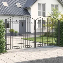 Hekpoort met slot Assen Grijs 301 x 224.5 cm Staal>vidaXL Hot