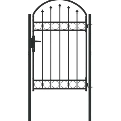 Tuinafscheidingen*vidaXL Hekpoort met slot Assen Grijs 100 x 150 cm Gepoedercoat staal