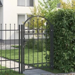 Tuinafscheidingen*vidaXL Hekpoort met slot Assen Grijs 100 x 150 cm Gepoedercoat staal