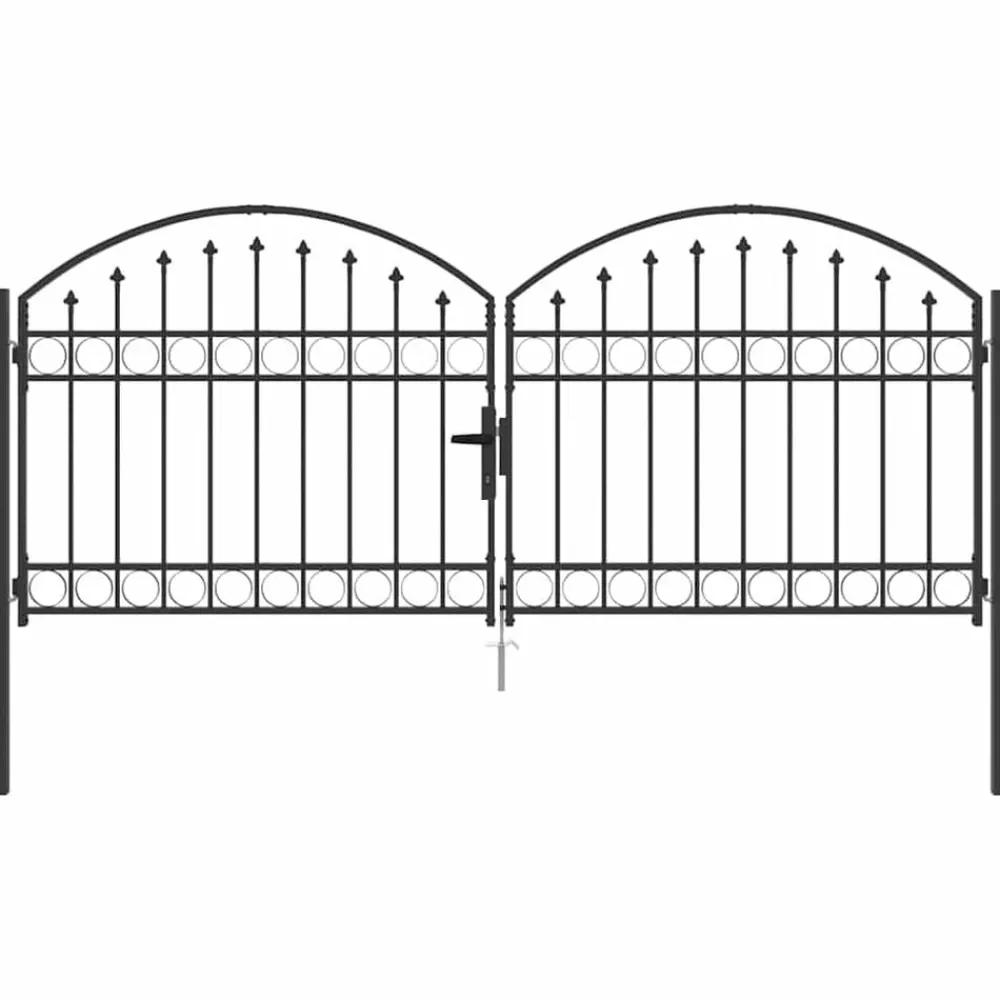 Tuinafscheidingen*vidaXL Hekpoort met slot Assen Grijs 301 x 175,5 cm Staal