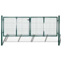 Tuinafscheidingen*vidaXL Hekpoort staal 300x100 cm groen