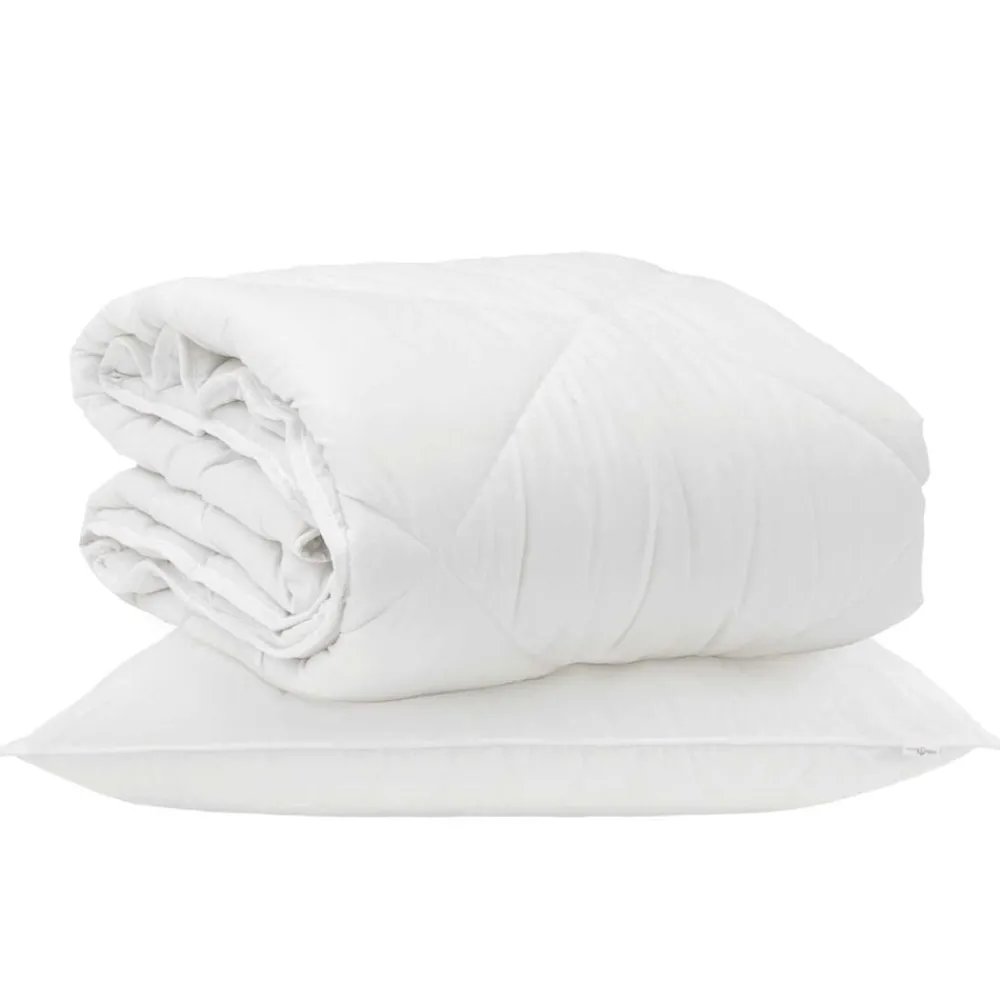 Linnengoed*vidaXL Het Duvet voor Elk Seizoen met kussen 2 pcs Wit Microvezel