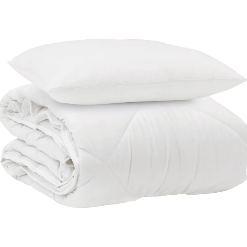 Linnengoed*vidaXL Het Duvet voor Elk Seizoen met kussen 2 pcs Wit Microvezel