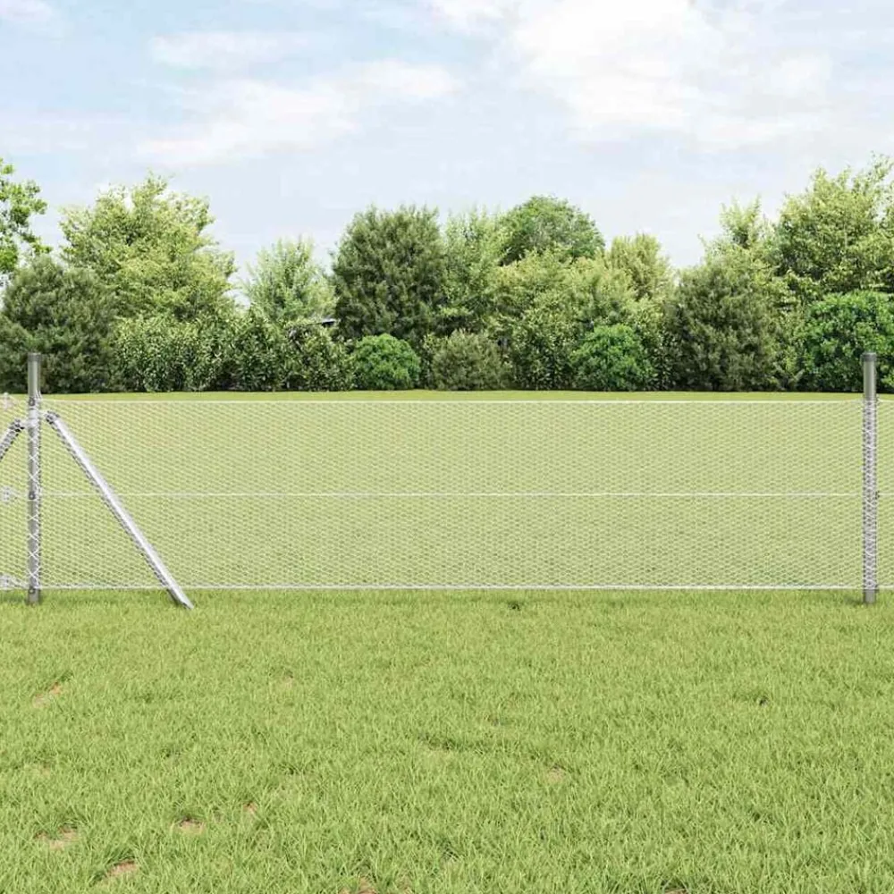Tuinafscheidingen*vidaXL Hexagon Hek Zilver 0,6 x 10 m Gegalvaniseerd staal Geëgalvaniseerd staal