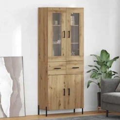 Kasten & Opbergmeubelen*vidaXL Highboard Artisan Eiken 69,5 x 34 x 180 cm Bewerkt hout artisanaal eikenkleurig
