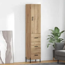 Highboard Artisan Eiken 34,5 x 34 x 180 cm Bewerkt hout>vidaXL Clearance