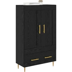Kasten & Opbergmeubelen*vidaXL Highboard met lade 69,5 x 31 x 115 cm Bewerkt hout Zwart eiken
