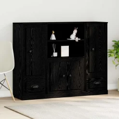 Kasten & Opbergmeubelen*vidaXL Highboard 132 x 35,5 x 103,5 cm Bewerkt hout Zwart eiken