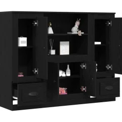 Kasten & Opbergmeubelen*vidaXL Highboard 132 x 35,5 x 103,5 cm Bewerkt hout Zwart eiken
