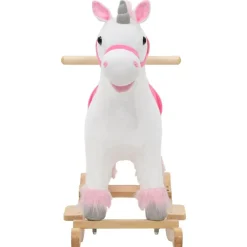 Speelgoed*vidaXL Hobbeldier eenhoorn 65x32x58 cm pluche wit en roze