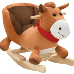 Hobbeldier paard met rugleuning 60x32x50 cm pluche bruin>vidaXL Sale